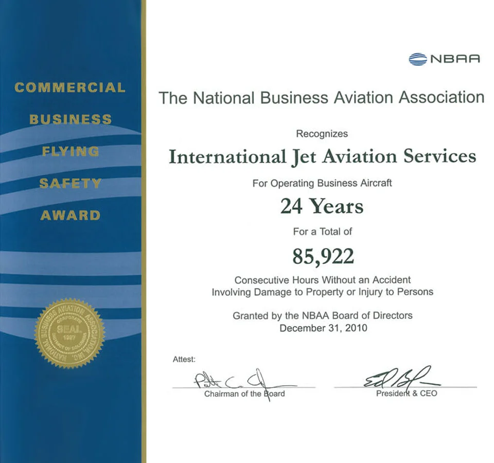 NBAA Flying Safety Award 2009